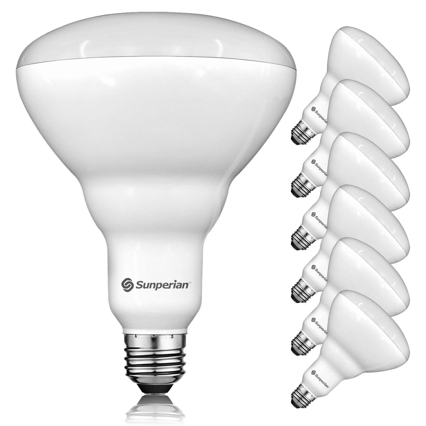 SUNPERIAN 6 Pack BR40 LED Light Bulbs, 13W=85W, 4000K Cool White, 1400 Lumens, Dimmable Flood Light Bulbs for Recessed Cans, Enclosed Fixture Rated