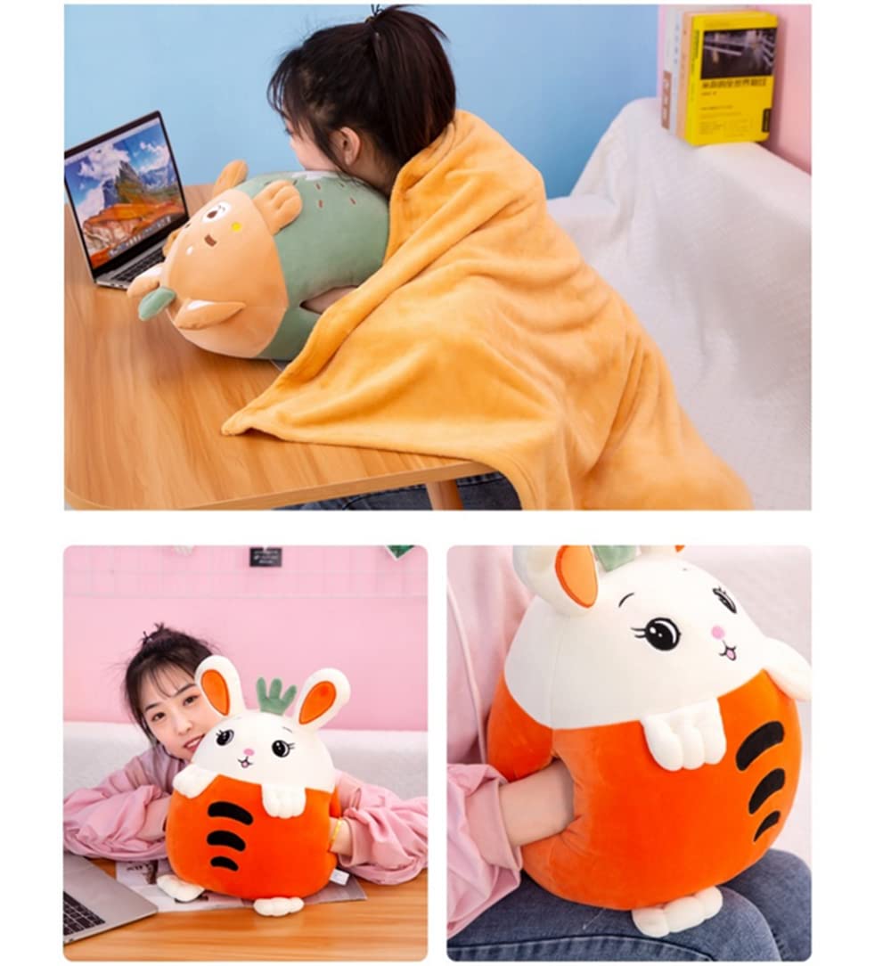 YUDONG Kids Stuffed Animal Travel Blanket and Pillow Set, Adorable 3 in 1 Multifunctional Fruit Plush Pillow with Hand Warmer Design, Perfect for…