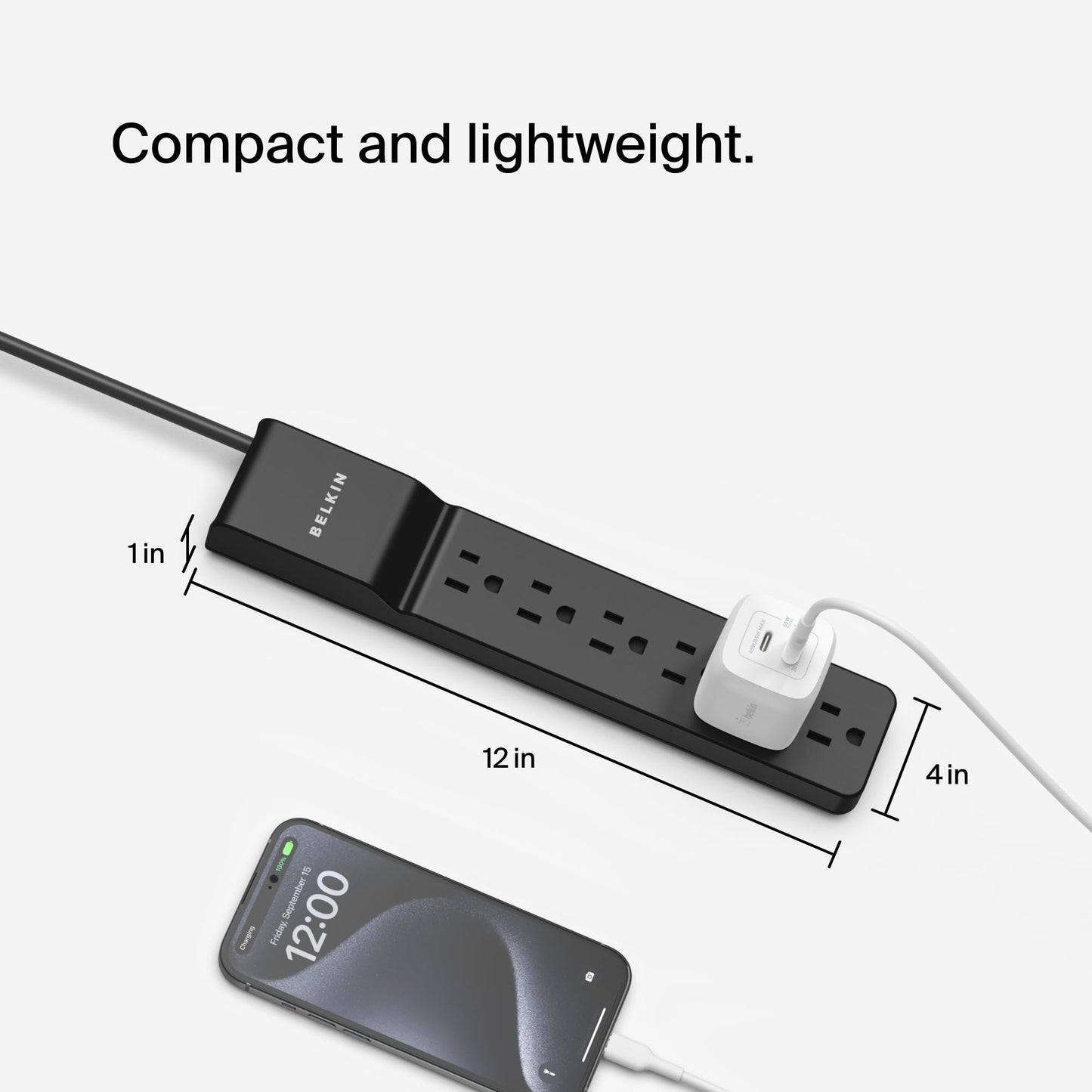 Belkin Surge Protector Power Strip with 6 AC Outlets, 6ft/1.8M Long Heavy-Duty Extension Cord, & 360-Degree Rotating AC Plug for Conference Rooms