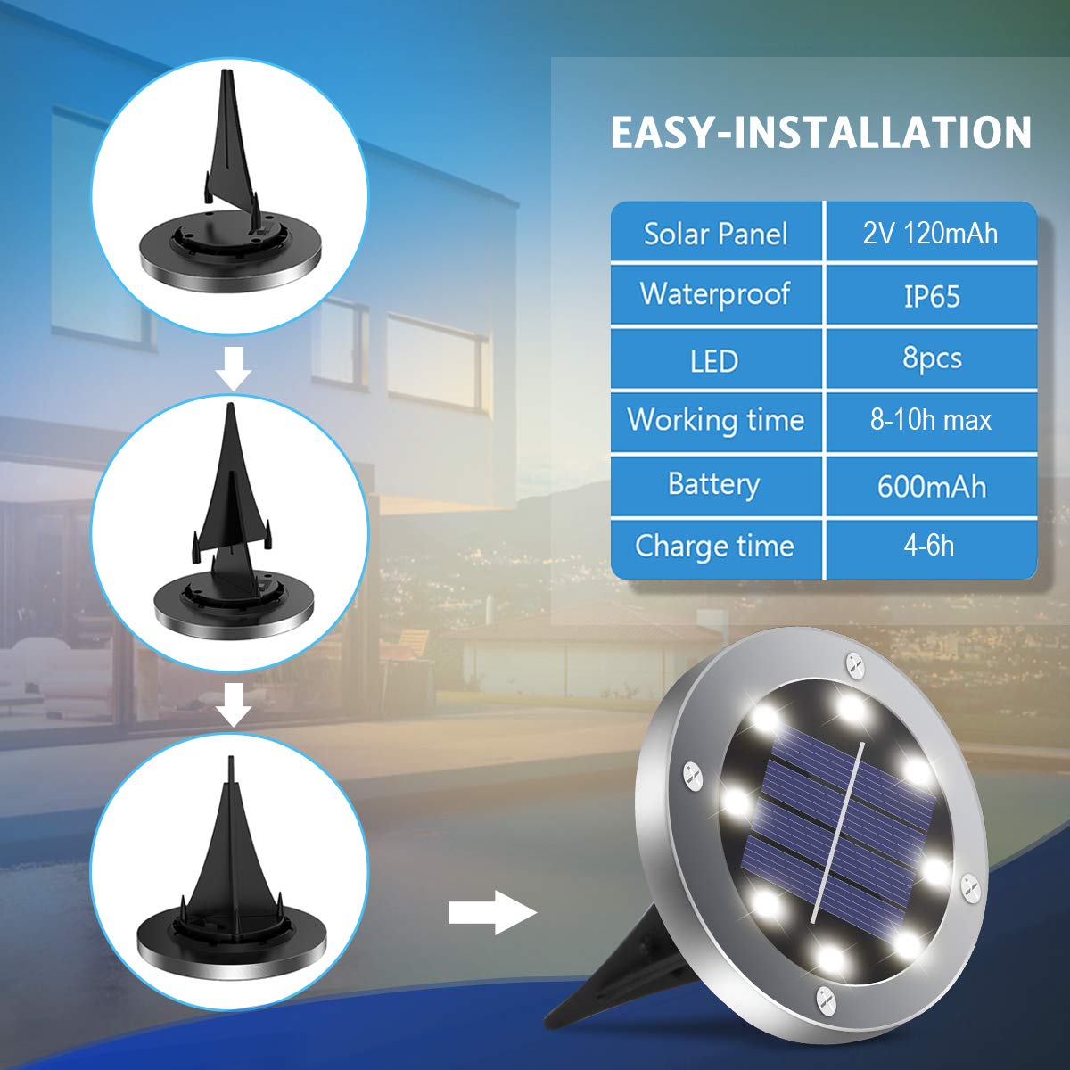 OULONGER 4.6inch Solar Lights Outdoor Waterproof,12Pack Solar Lights for Outside,Solar Garden Lights Landscape Lighting for Patio Pathway Lawn Yard
