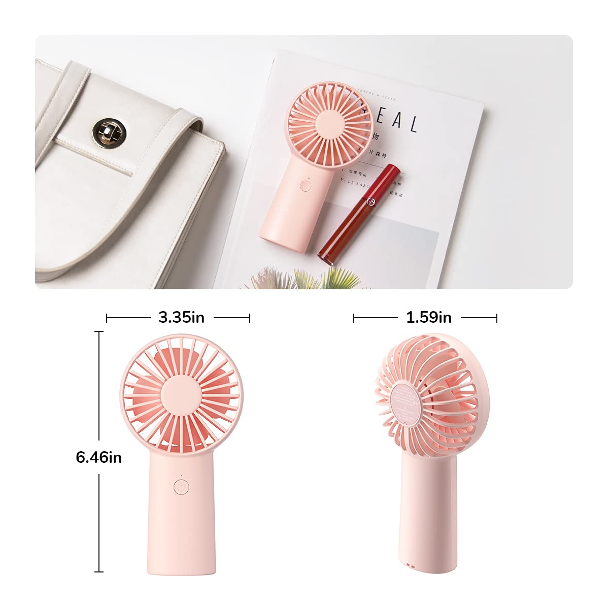 JISULIFE Handheld Fan, 4000mAh Portable Small and Personal USB Rechargeable Pocket [4-16H Working Time] Battery Operated Hand Fan with 3 Speeds