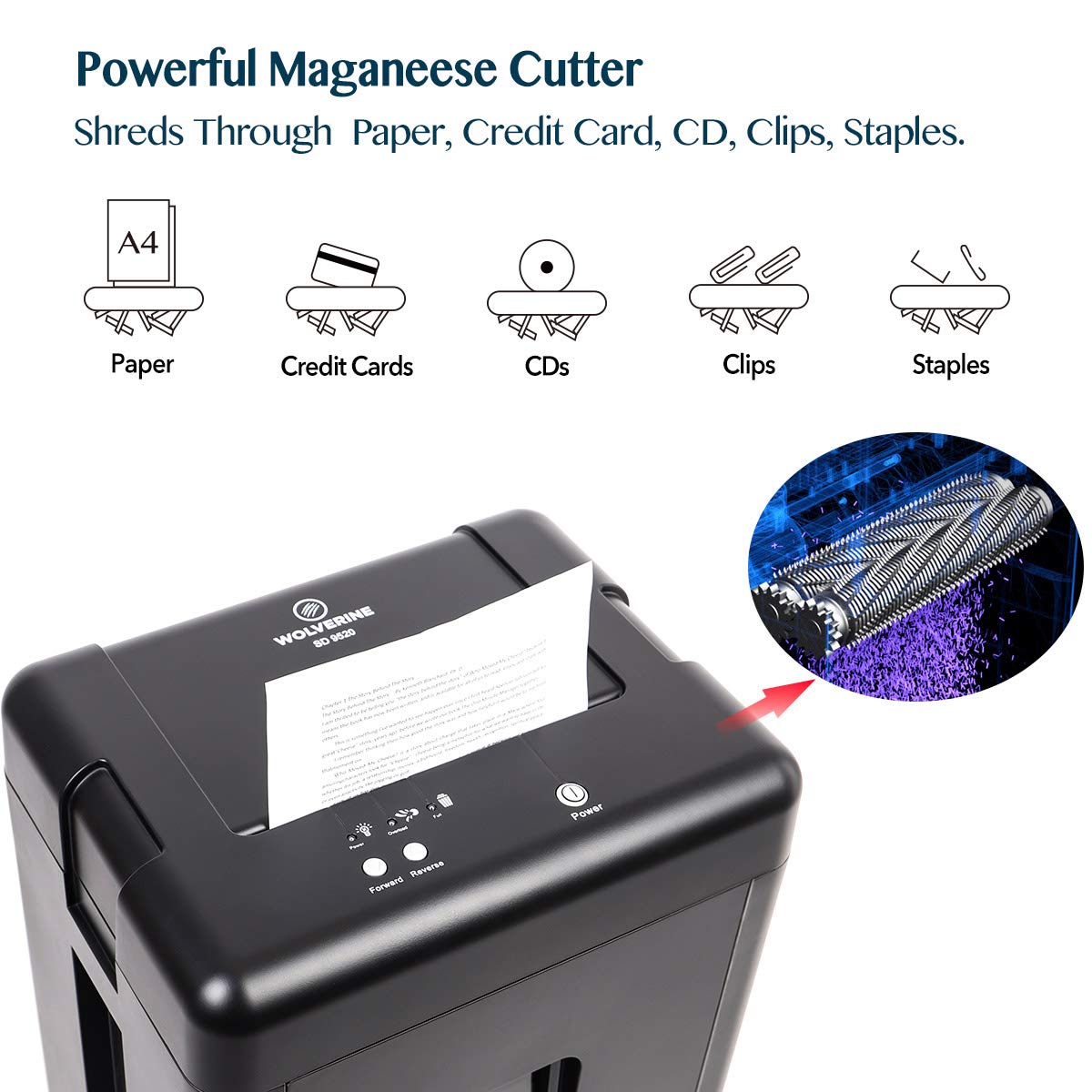 WOLVERINE 15-Sheet Super Micro Cut High Security Level P-5 Heavy Duty Paper/CD/Card Shredder for Home Office, Ultra Quiet by Manganese-Steel Cutter