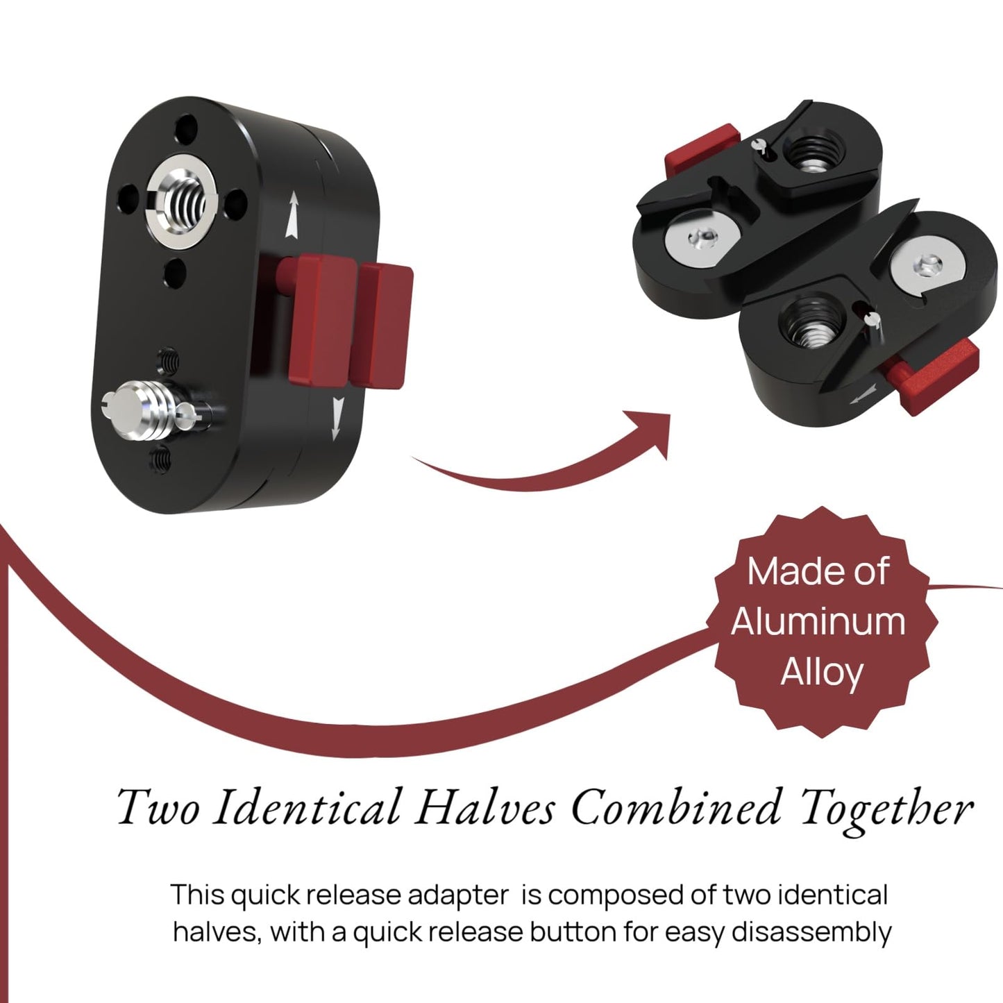 DINESK Mini Lock Quick Release Plates,Quickly and Securely Attach and Detach Accessories with 1/4” or 3/8” Screw for Camera,Monitor and Other