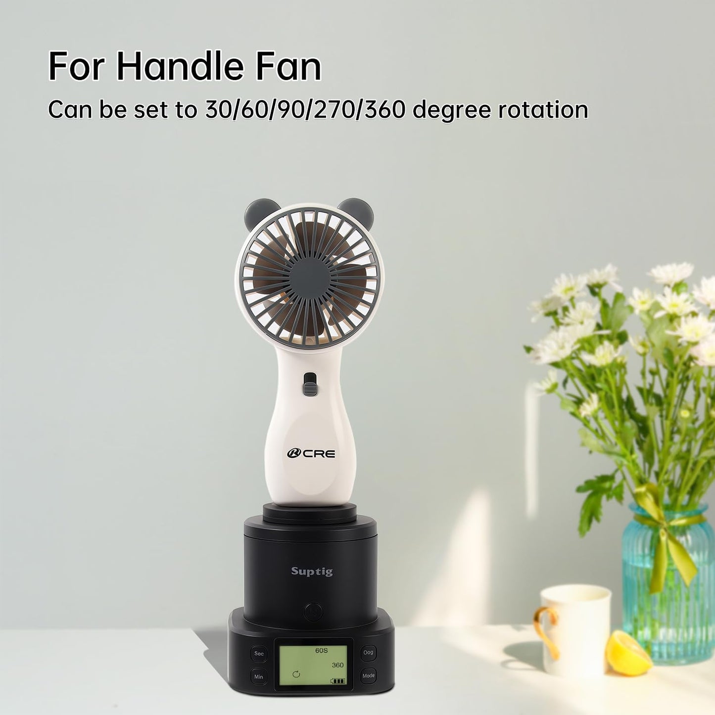 Suptig 360 Degree Tripod Adapter Mount Compatbile For Gopro, Phone, Digital Camera Take Photo Or Video, Handle Fan And Product Display Rotation.