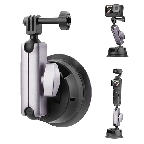 BRDRC Pocket 3 Suction Cup Mount, Car Mount Windshield and Window Camera Holder for DJI Osmo Pocket 3 2, Action 5 Pro 4, Insta360 X4 X3 Go 3S, GoPro
