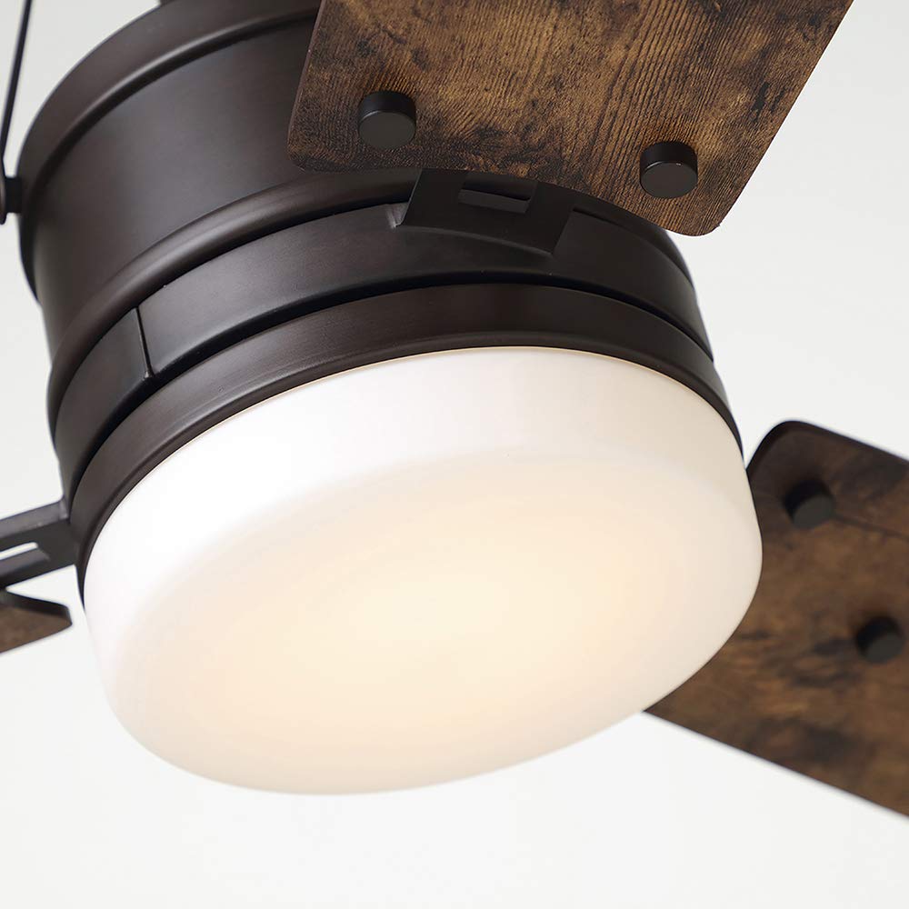 kathy ireland HOME Highpointe LED Ceiling Fan with Remote Control | Modern Industrial Lighting Fixture with 3 Blades, 2 Downrods, and Removable