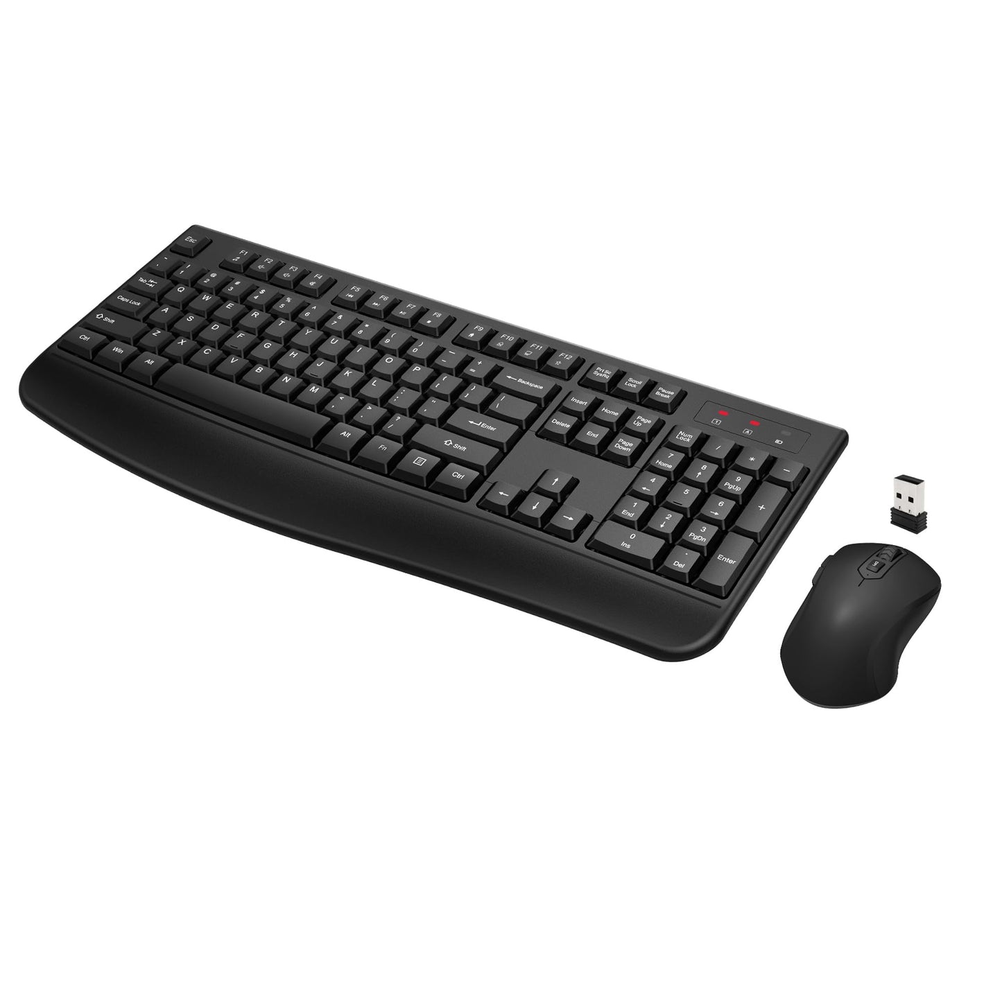 Wireless Keyboard and Mouse Combo, Full-Sized 2.4GHz Wireless Keyboard with Comfortable Palm Rest and Optical Wireless Mouse for Windows, Mac OS