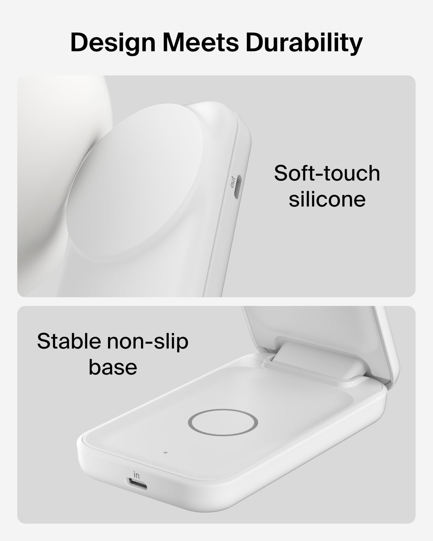 Belkin MagSafe Charger, Compatible 2-in-1 Charging Station, Qi2.2 25W Magnetic Wireless Charger iPhone, Foldable Stand, with 5W USB-C Port, for iPhone