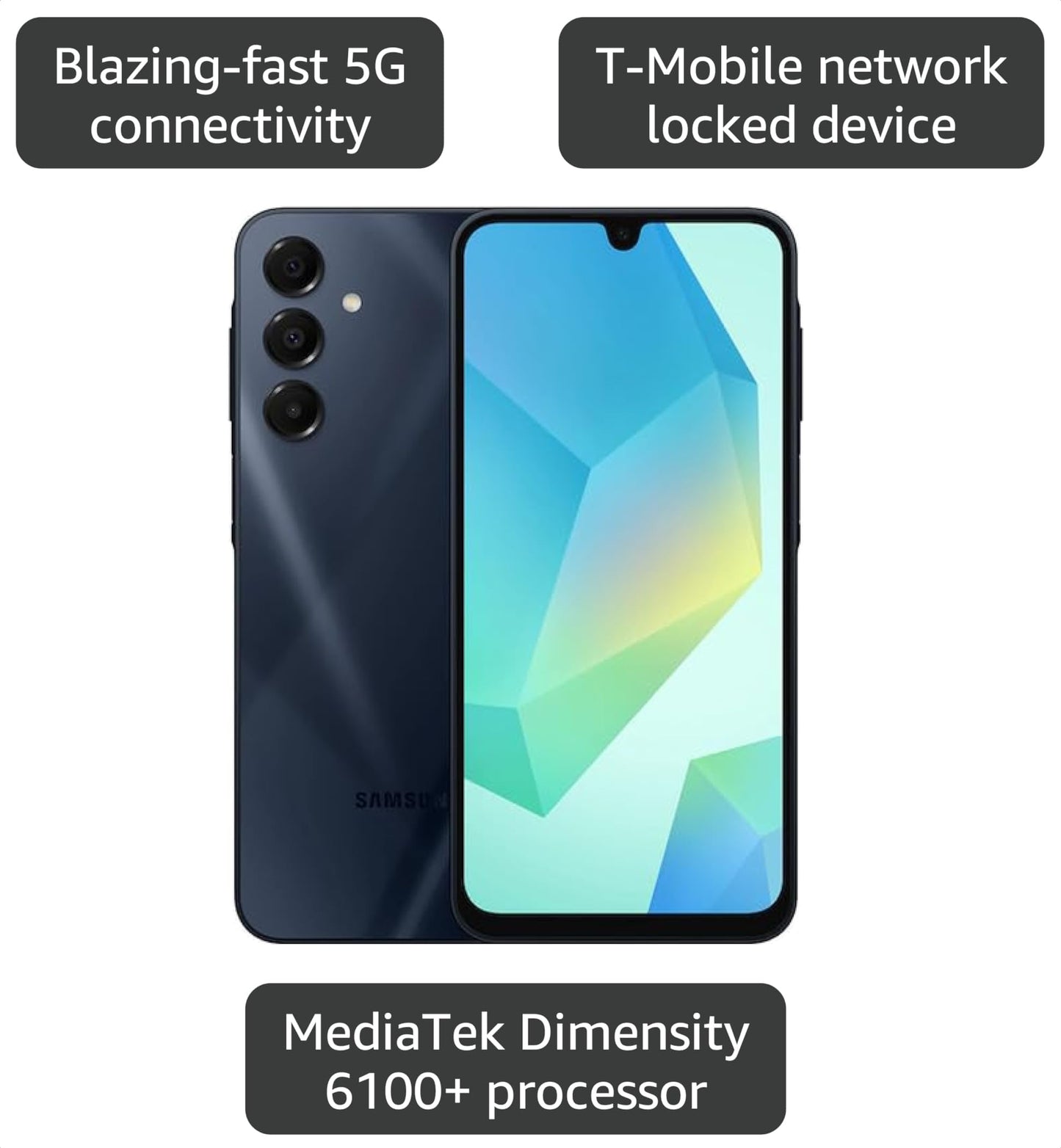 SAMSUNG Galaxy A16 5G, Android Smartphone, AMOLED Display, Fast Charging, Expandable Storage, US Version, Blue Black, only for T-Mobile Network