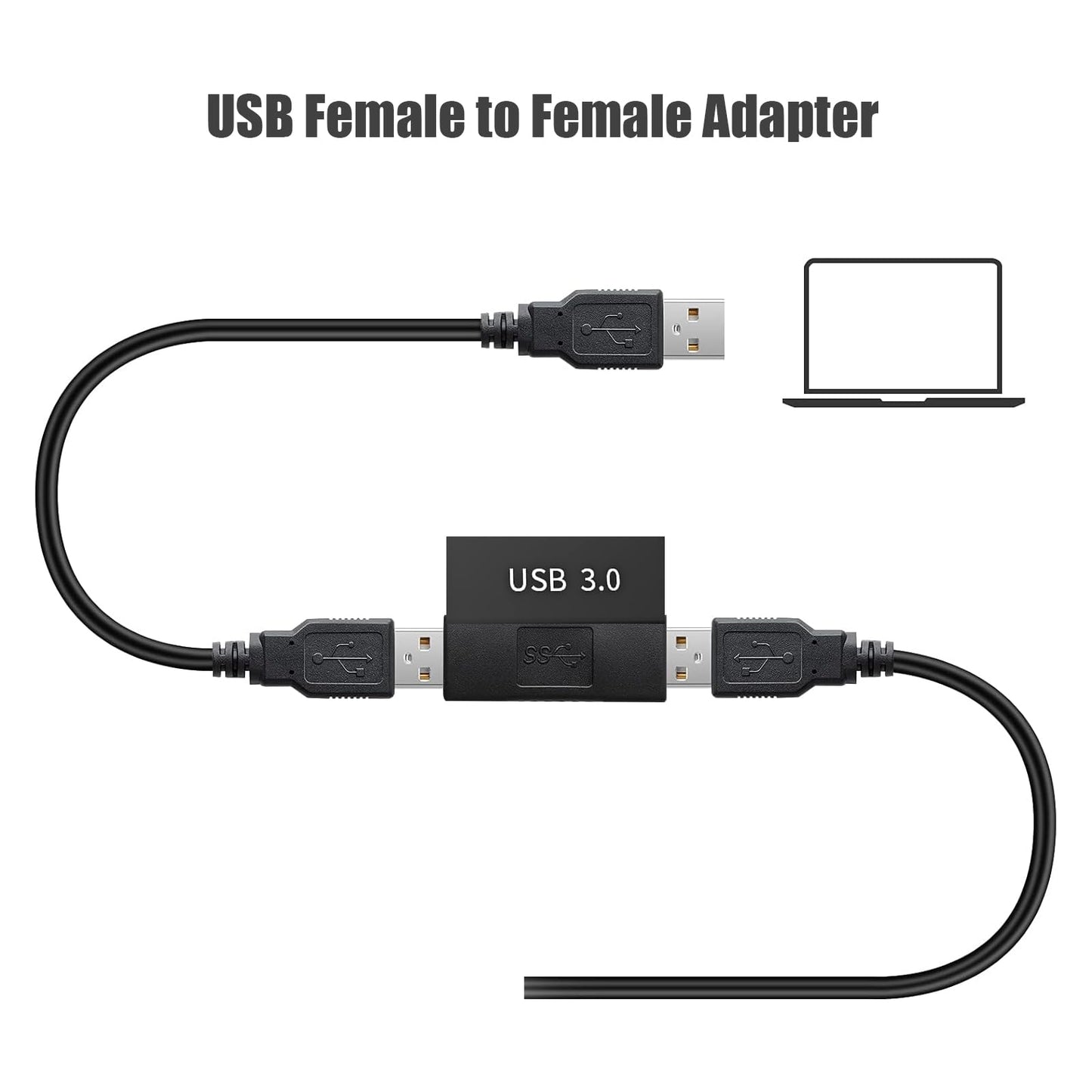 USB Female to Female Adapter 5 Pack, Type A 3.0 Female to Female 3.0 Cable Coupler, High Speed USB Extension Connector, Suitable for Connecting Two…