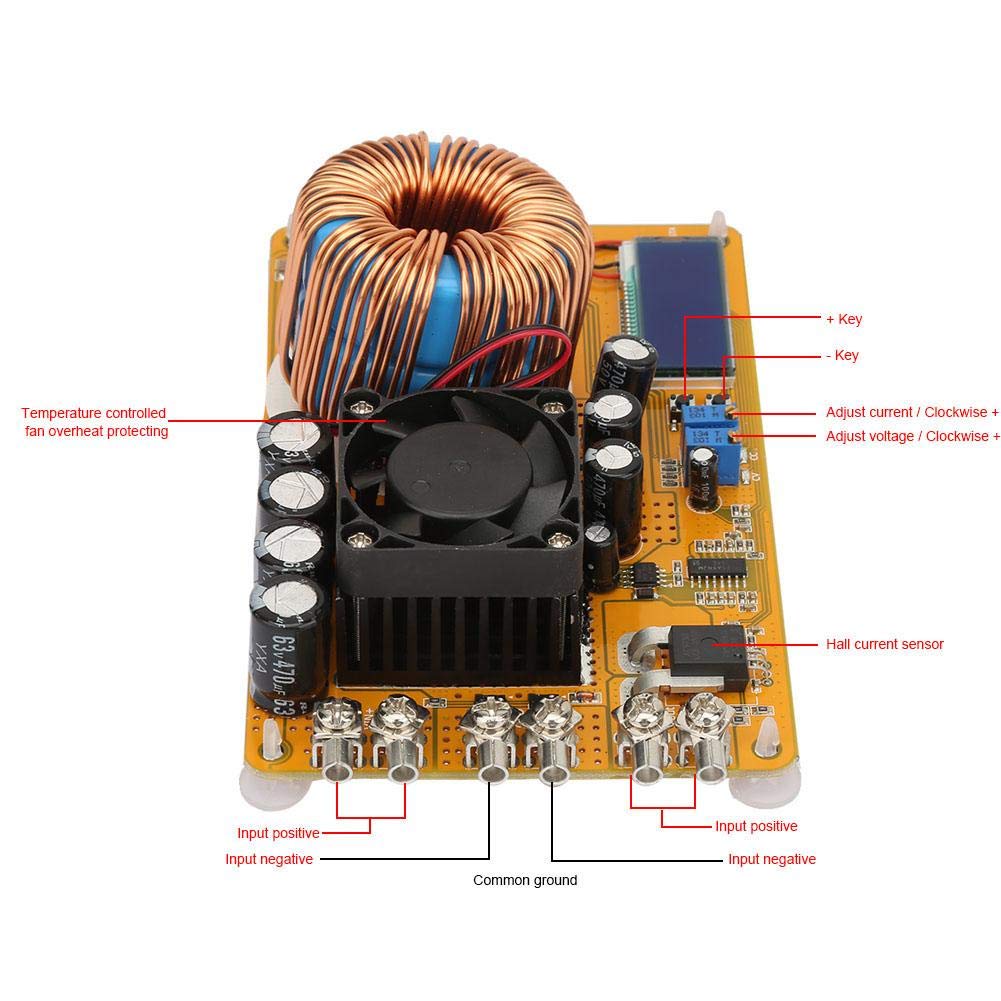 Adjustable Set Down Module, 8-40V to 0-32V Adjustable DC Converter Step-Down Power Supply Module, 130x80mm Buck Module