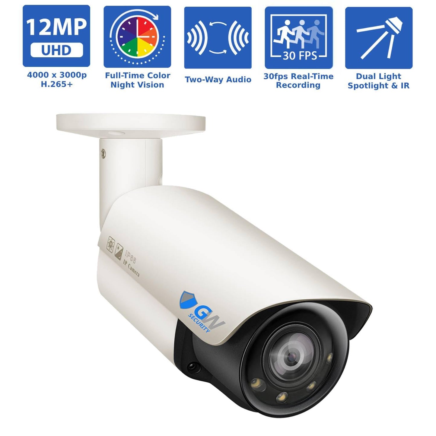 GW Security 32 Channel UltraHD 6K 12MP @ 30FPS Realtime PoE Security Camera System with 32 x 12MP IP Full-Time Color Night Vision Outdoor/Indoor Smart