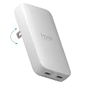 iHome GaN Universal Charger, USB C Block with Power Delivery, Folding Prongs, Travel Friendly, Compact for Phone, Tablet, and USB-C Devices (White