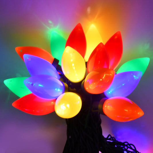 Xmas Decorations - 25Ft Multicolor C9 LED Christmas Lights Outdoor Waterproof, Plug in LED C9 Christmas Lights for House Tree Mantel Yard Indoor