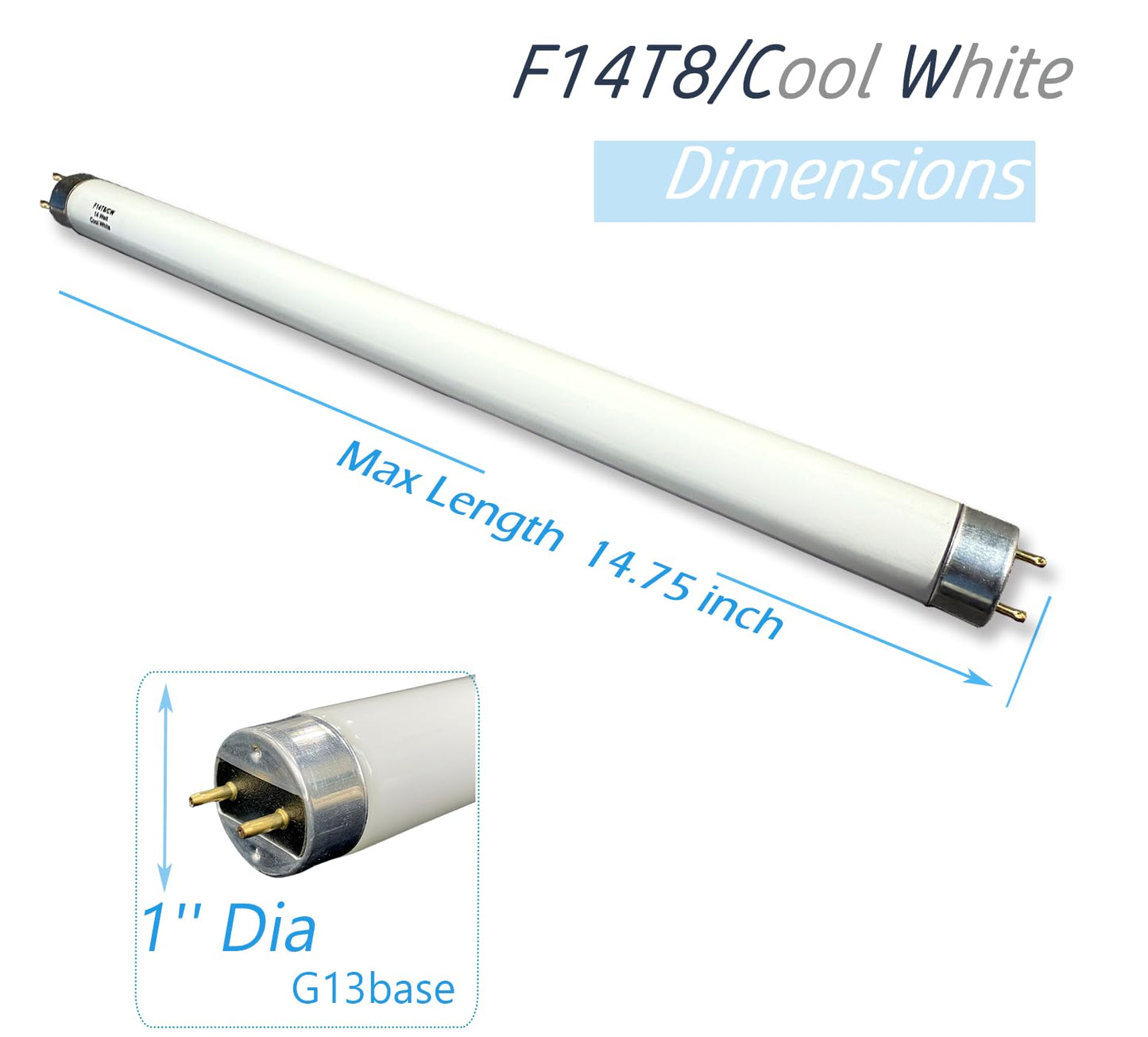 Cemlorot 4 Pack F14T8/CW Fluorescent Light Bulb,T8 14 Watts 4100K Cool White T8 Linear Tube, G13 Medium Bi-Pin Base,14.75 inch Overll Length
