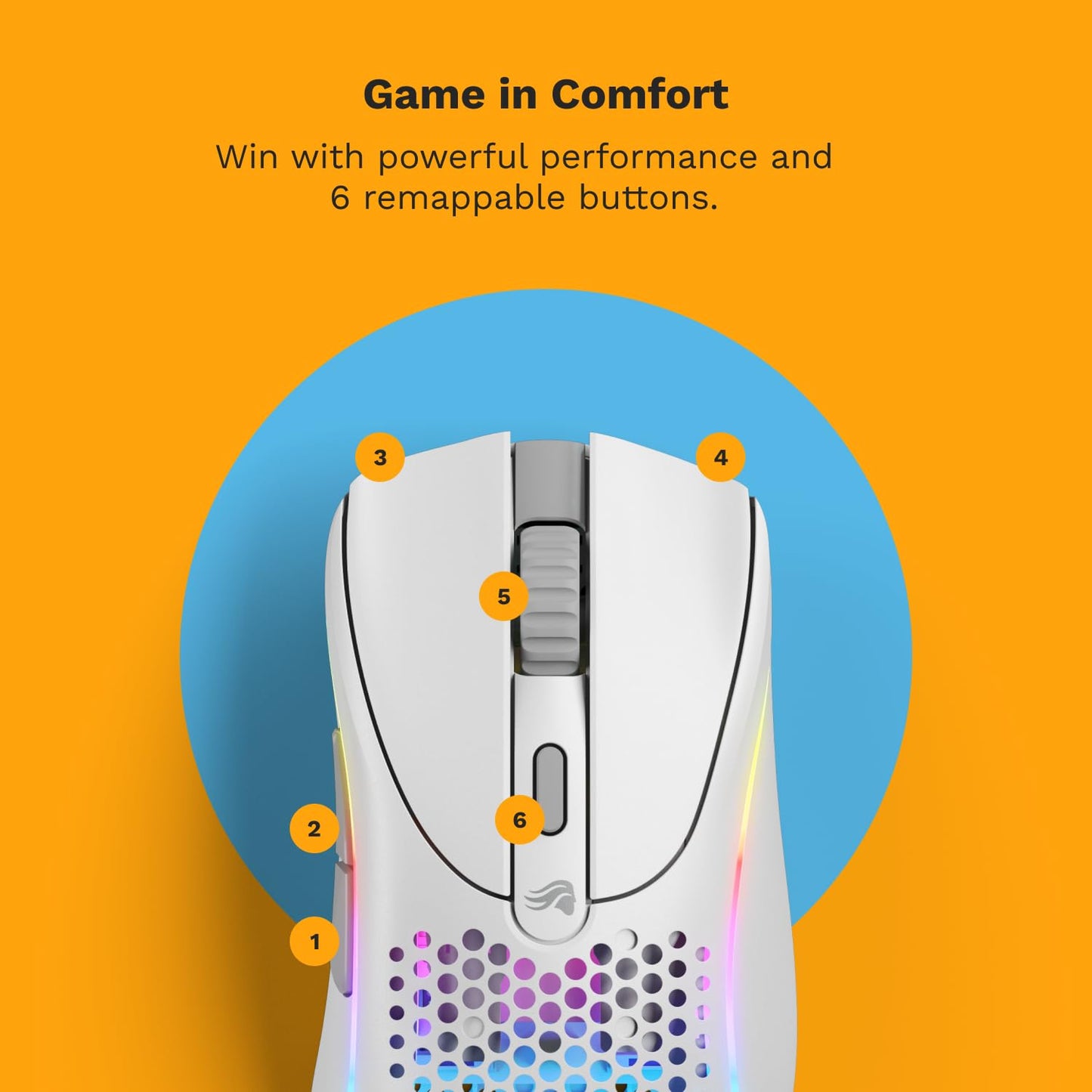 Glorious Gaming - Model D 2 Wireless Ergonomic Mouse, Superlight 66g, up to 210 hr Battery Life, 26K Optical Sensor, 6 Programmable Buttons, 80