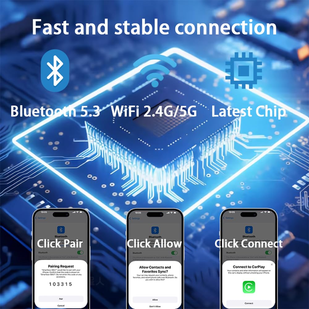 COCOING Wireless CarPlay Adapter for iPhone (2026 Upgraded) - Plug & Play USB-C/Type-C Adapter Converts Wired to Wireless CarPlay Android Auto