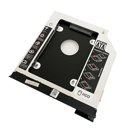 2nd HDD SSD Hard Drive Optical Bay Caddy Frame Tray Frame for Dell Latitude E6320 E6420 E6520 E6330 E6430 E6530 Modular Bay with Bezel + Ejector Latch