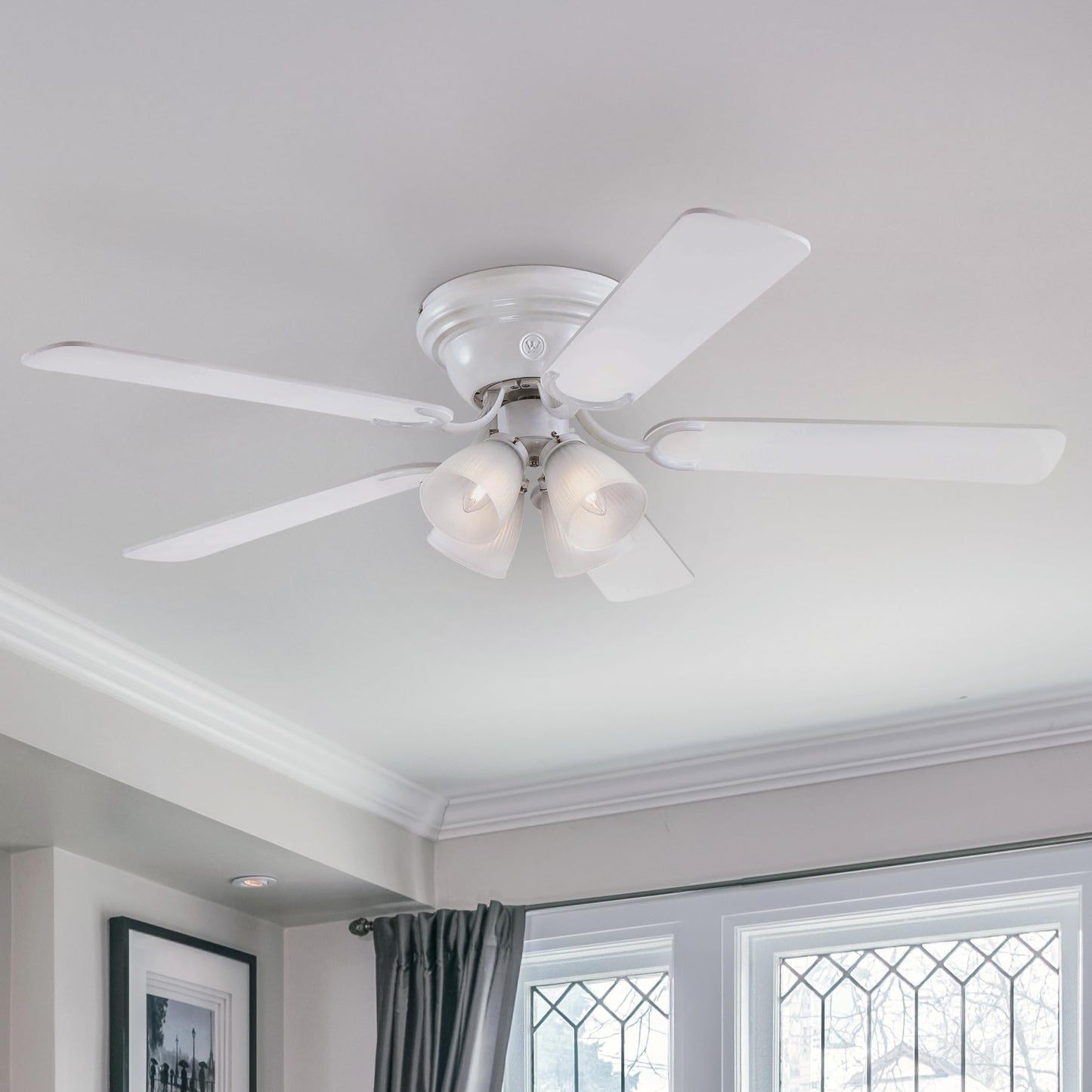 Westinghouse 7232300 Contempra IV Ceiling Fan with Light, 52-Inch, White