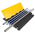 Pyle Hose & Cable Protection Ramp - Extra Heavy Duty Four Channel Extra Large Opening for Water Hose Car Truck Pedestrian Ramp Supports 55000 Lbs