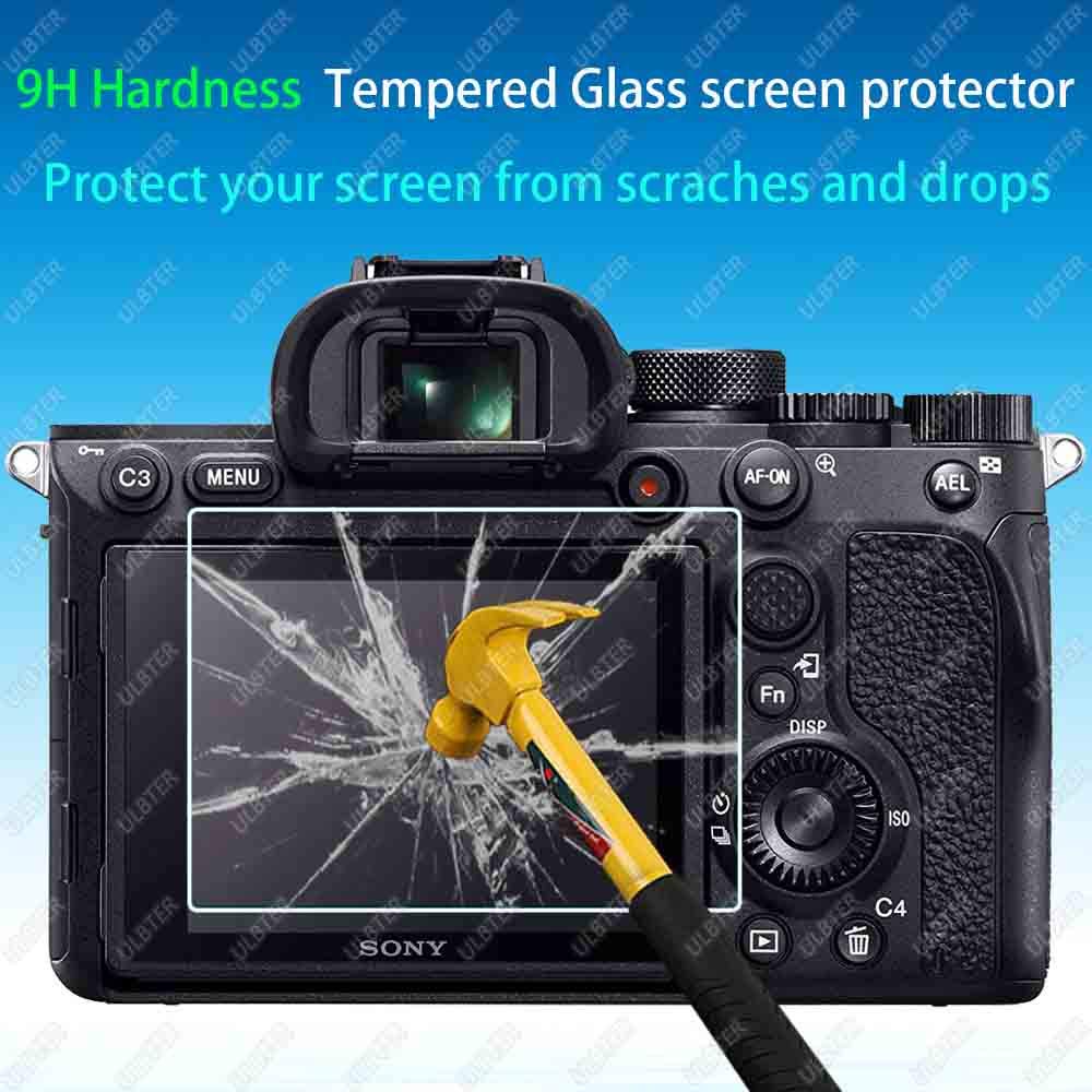 ULBTER Screen Protector for Sony alpha a7II A7III A7 III A7 II A7R IV A7R III A7R II & Hot Shoe Cover [3+2Pack] 0.3mm 9H Hardness Tempered Glass Cover