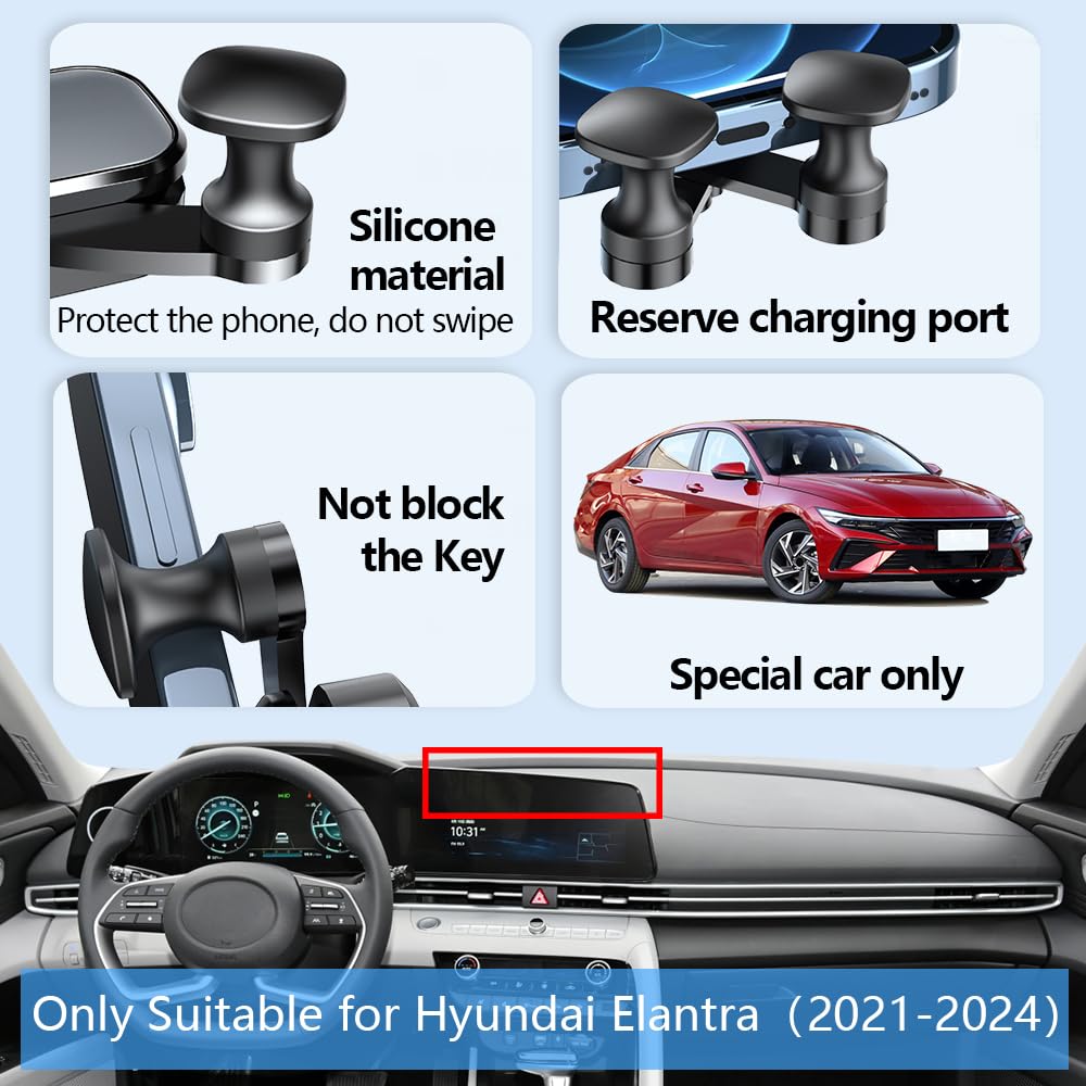 LUNQIN Car Phone Holder Mount for Hyundai Elantra 2021 2022 2023 2024 2025 2026 Sedan Hybrid Auto Accessories Navigation Screen Bracket Interior
