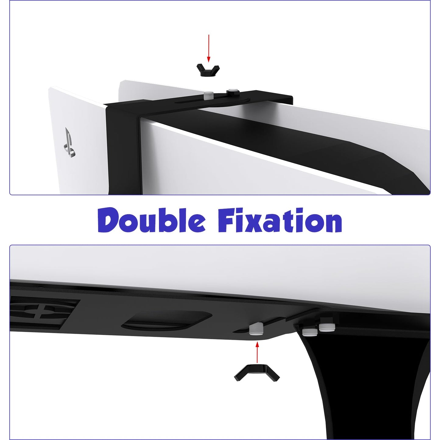 ZHSX Wall Mount for Ps5 Models,Ps5 Shelf Playstation Wall Mount Compatible with Ps5?Ps5 Pro and Ps5 Slim Disc Adjustable Length and Width Holds Two