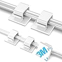 100 PCS Adhesive Cable Clips White (Small & Large), Upgraded Wall Wire Holder for Cord Organizer Cable Management, Outdoor Light Clips Hooks for LED