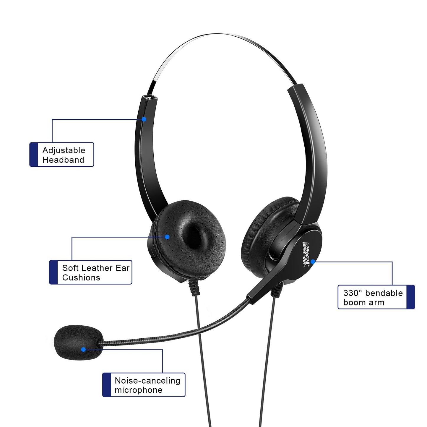 AGPtEK Upgraded Call Center Phone, Corded Telephone with Binaural Headset & Dialpad for House Call Center Office - Noise Cancellation