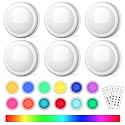 SEMSMOKS LED Puck Lights with Remote, AA Battery Powered Operated, 6 Pack