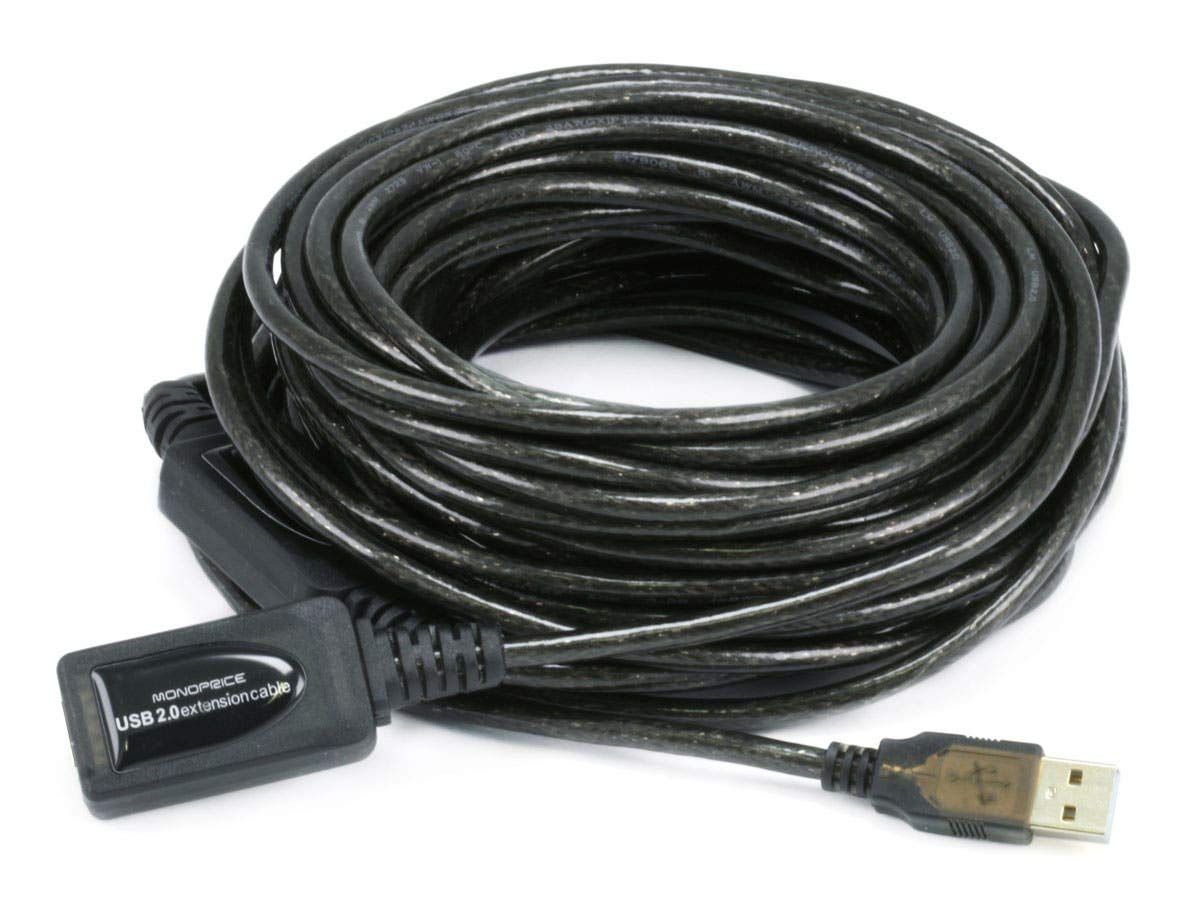 Monoprice 49ft 15M USB 2.0 A Male to A Female Active Extension / Repeater Cable (Kinect & PS3 Move Compatible Extension)