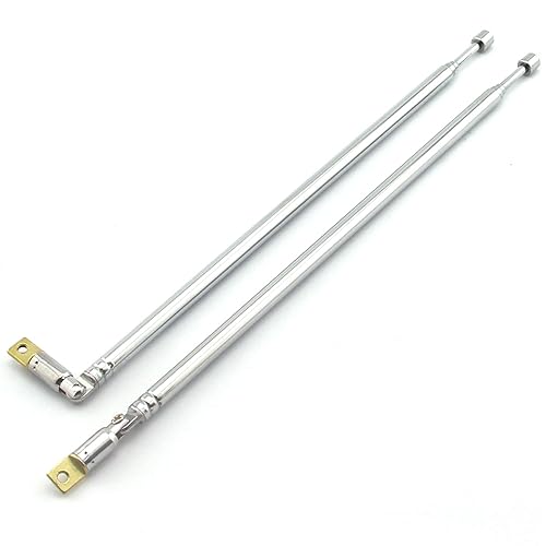 E-outstanding 1 Pair AM FM Radio Universal Antenna, 62.5cm 24.6" Length 4 Section Telescopic Stainless Steel Replacement Antenna Aerial for Radio TV