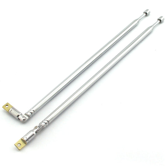 E-outstanding 1 Pair AM FM Radio Universal Antenna, 62.5cm 24.6" Length 4 Section Telescopic Stainless Steel Replacement Antenna Aerial for Radio TV