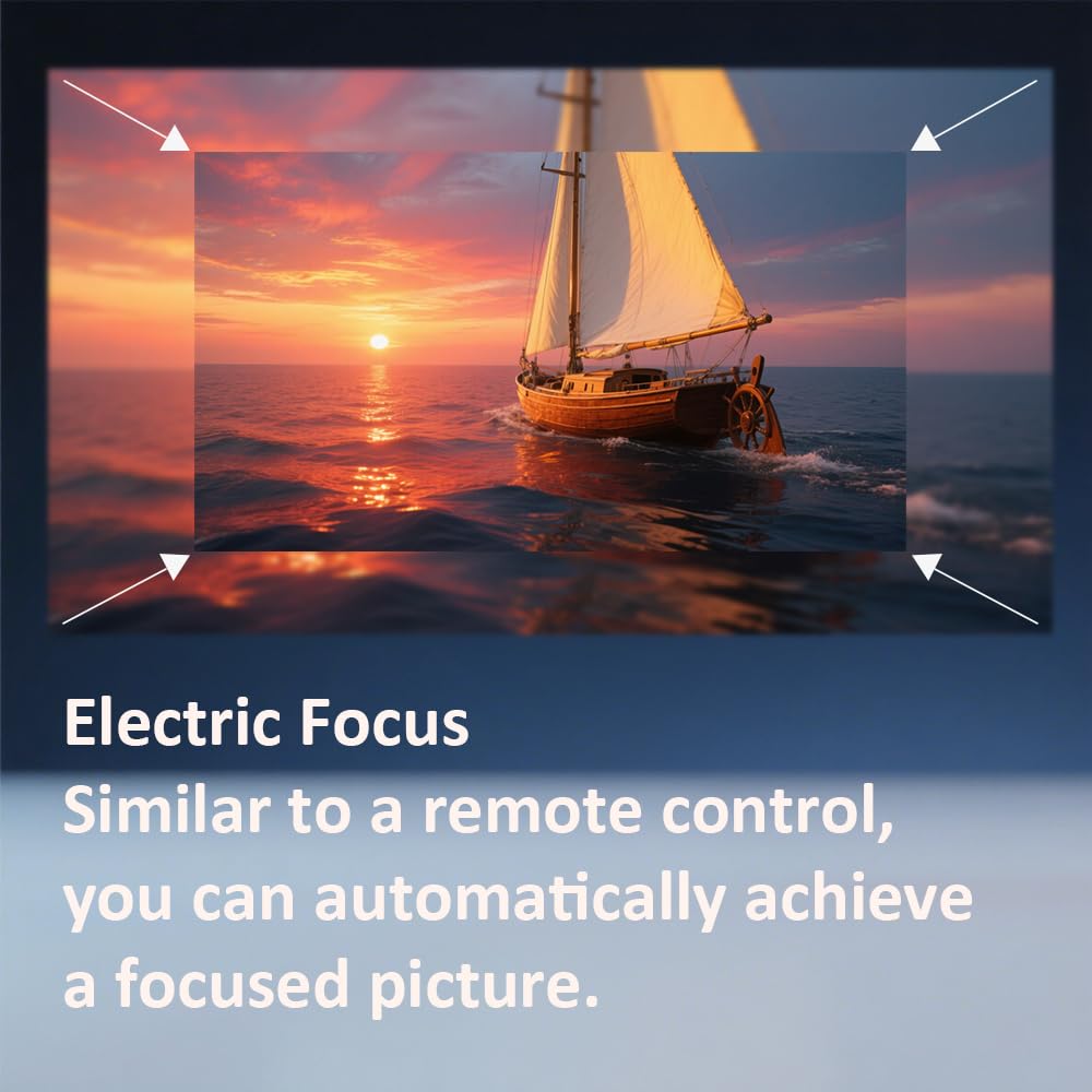 Mini Projector with WiFi and Bluetooth?Auto Keystone&Electric Focus&Rotatable?Built-in Stand Projector Android Projector Suitable