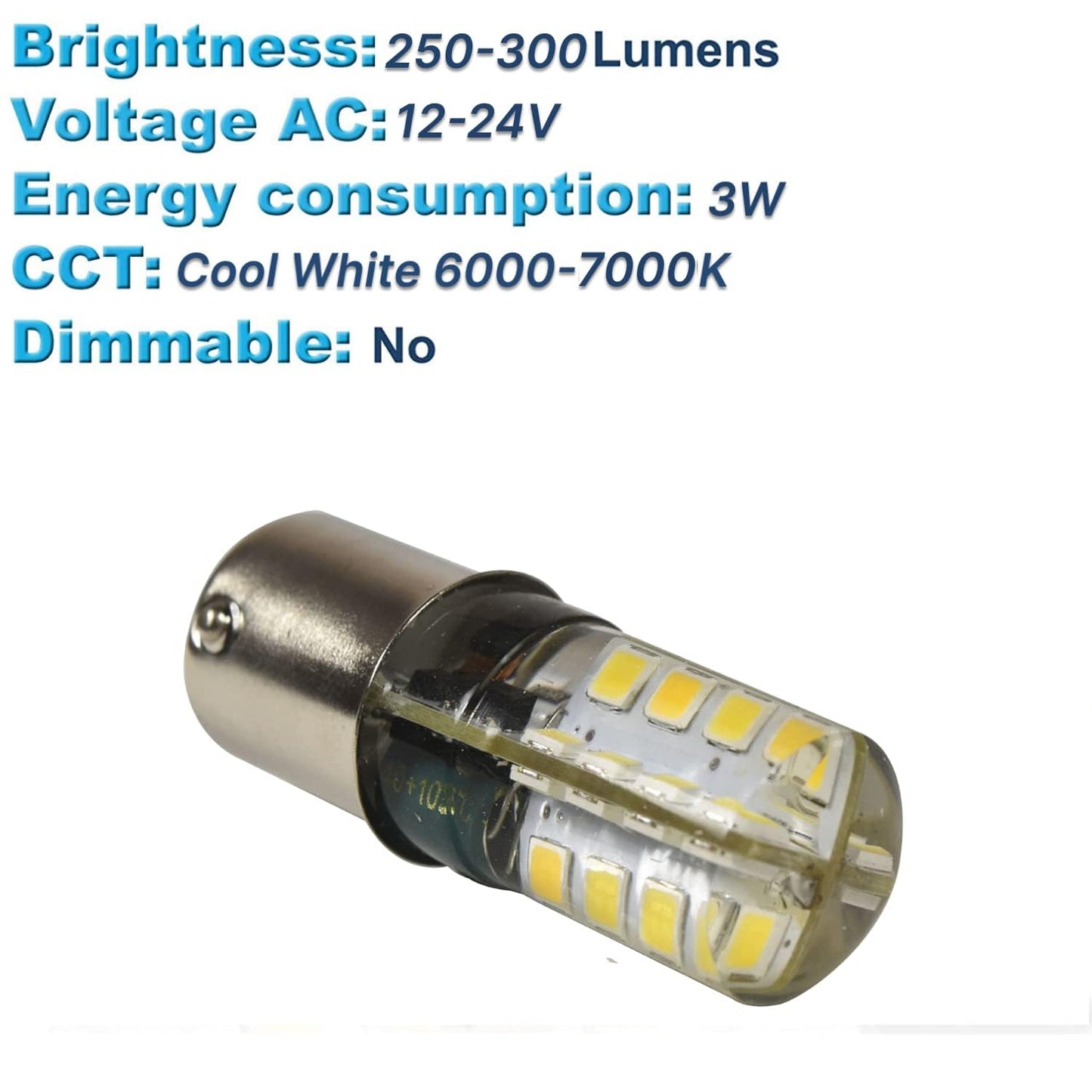 HQRP 4-Pack 3W 250-300 Lumen BA15s 32 LEDs Cool White Bulb compatible with #1141#1156 Casita RV Interior/Porch Replacement DC