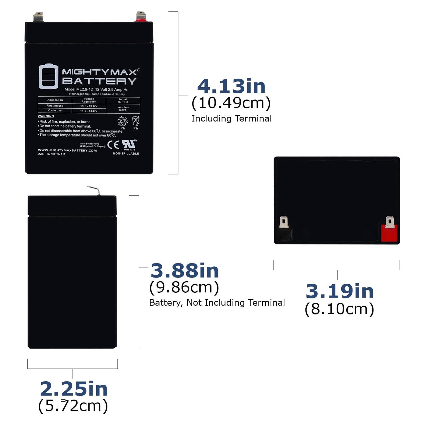 Mighty Max Battery 12V 2.9AH F1 SLA Replacement Battery Compatible With Vision CP1229