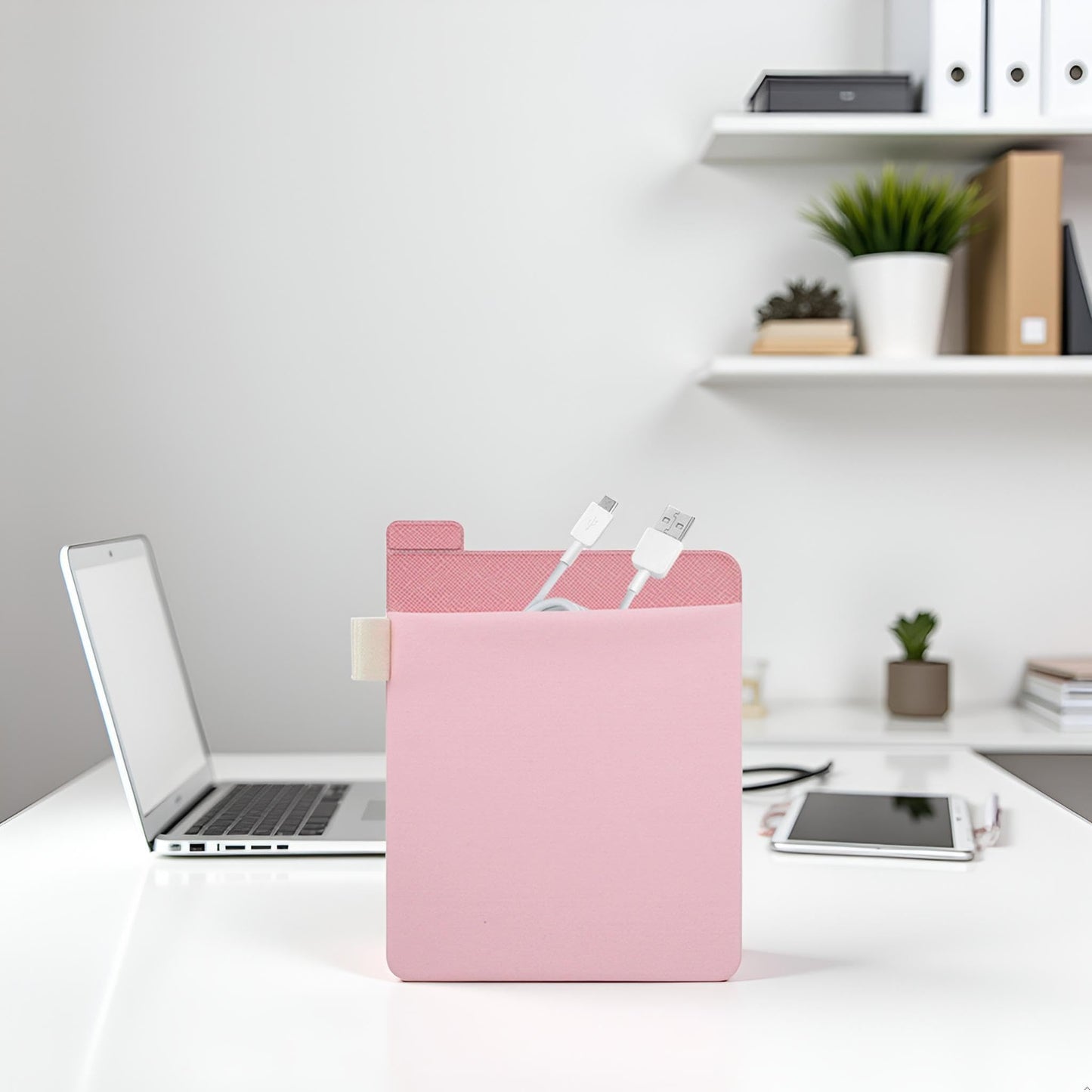 Pink External Hard Drive Holder - External Hard Drive Adhesive Carrying Case, Reusable Sleeve Storage Organizer Computer Bags and Cases for Battery