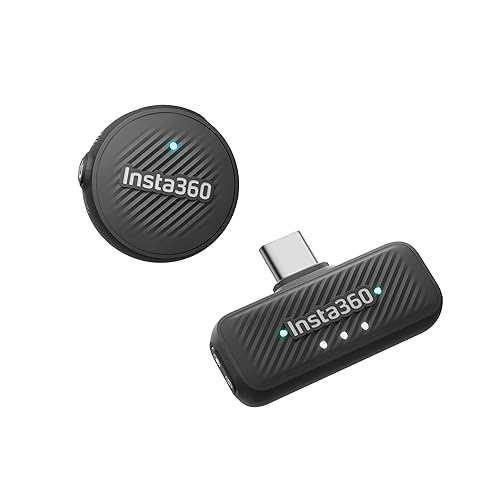 Insta360 Mic Air (1 TX + 1 RX), Noise Cancelling, 300m Range, Wireless Microphone for USB-C iPhone/Android/PC/Mac, Vlog, Streaming
