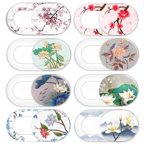 Laptop Camera Cover Slide Cute Flower 8 Pack, Webcam Cover Phone Camera Cover, FadyRaye Ultra-Thin Computer Camera Slide Fits Cellphone, Laptop