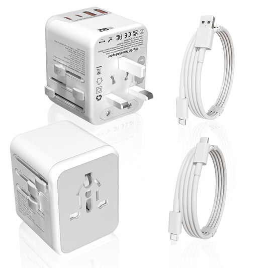 2Pack Universal Travel Adapter, International Travel Plug Adapter with 2 USB-C(PD 20W) & 2 USB-A Ports 3FT Type C Cable Cord,All in One Portable…