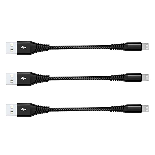 [Apple MFi Certified] Short iPhone Charging Cable(3Pack 8 Inch),USB to Lightning Charger Cord for Apple,Nylon Braided Fast Charging Data Syncing…