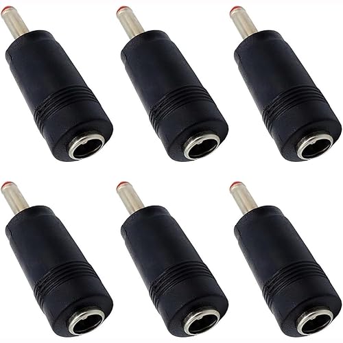 ZXUEZHENG 6Pcs DC Power Connector 5.5x2.1mm Female Jack to 3.5x1.35mm Male Adapter Barrel Connector,Red