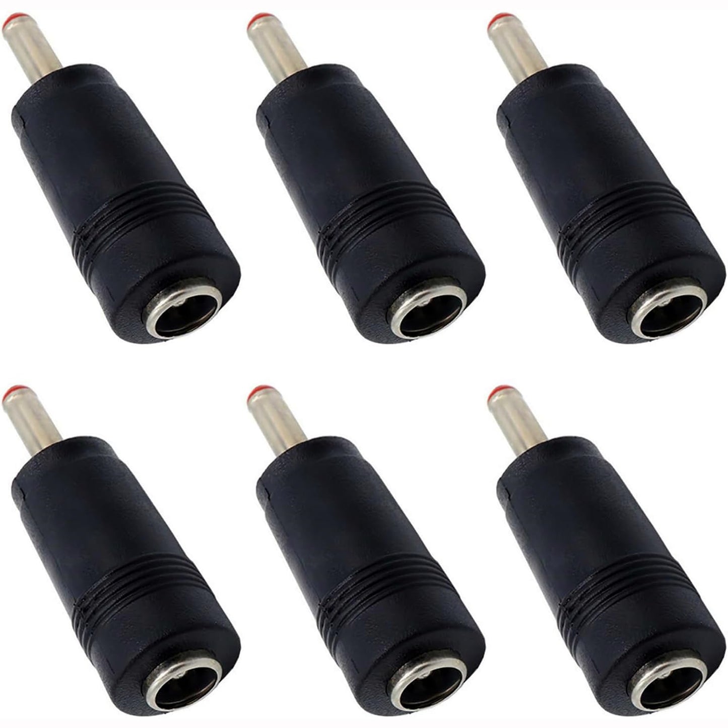 ZXUEZHENG 6Pcs DC Power Connector 5.5x2.1mm Female Jack to 3.5x1.35mm Male Adapter Barrel Connector,Red