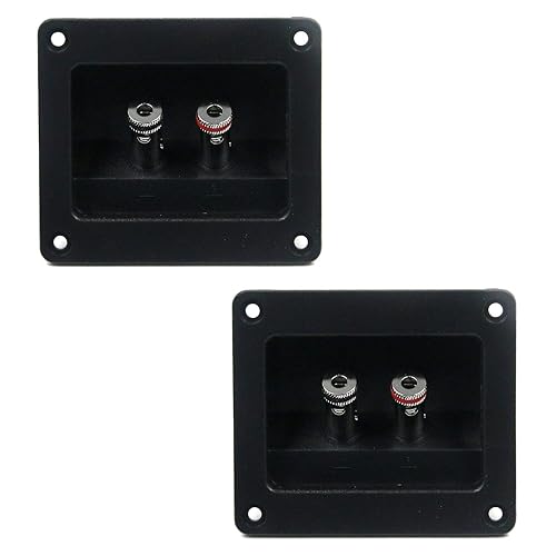 T Tulead Square Speaker Box Terminal Spring Cup Connector Double Binding Post Cable Audio Terminal Cup Pack of 2 with Screws