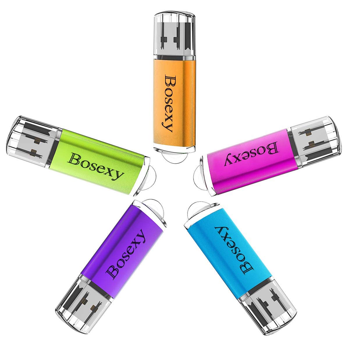 USB Drive 4 GB Thumb Drives 5PCS Bosexy USB 2.0 Memory Stick 4G Flash Drive Multicolor