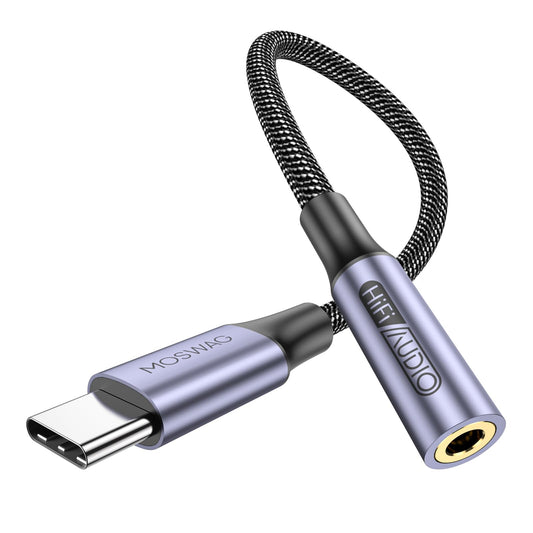 MOSWAG USB Type C to 3.5mm Female Headphone Jack Adapter, USB C to Aux Female Audio Dongle Cable Cord Compatible with iPhone 16 Pro 15 Pro Max