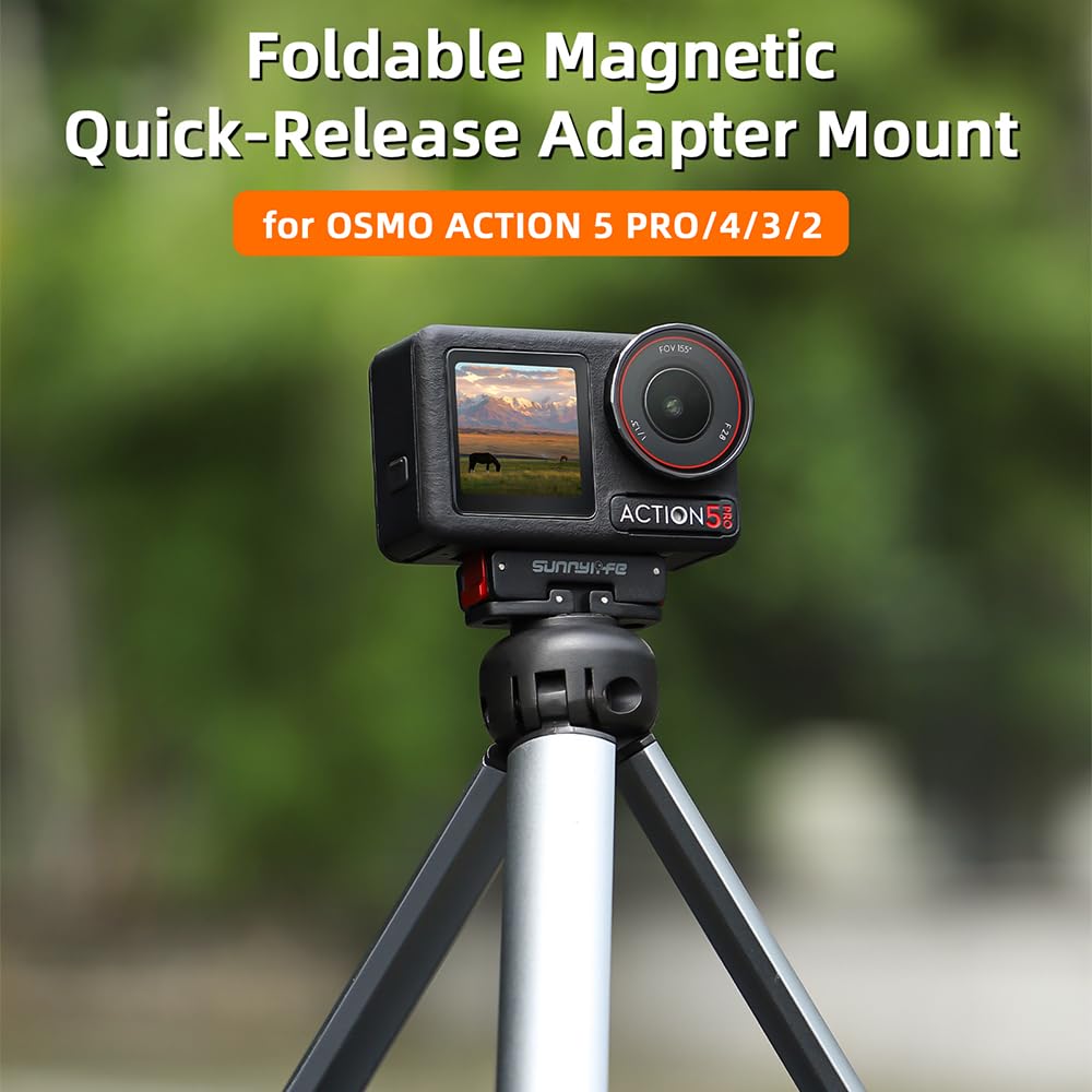 Magnetic Quick Release Adapter Mount for DJI Osmo Action 5 Pro/4/3/Osmo 360, Aluminum Alloy Extension Bracket with 1/4" Screw Hole & Quick-Release