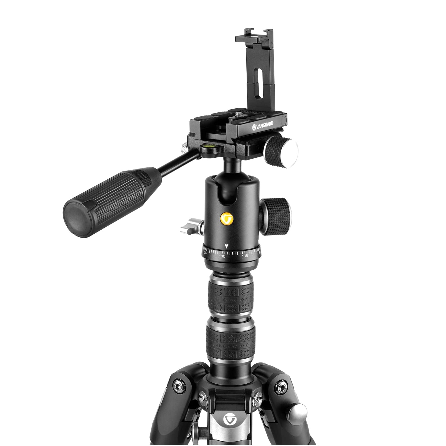 Vanguard VEO3T204CBP Carbon Fiber Travel Tripod with Ball Head, Removeable Pan Handle, and Quick Shoe with Built-in Smartphone Holder