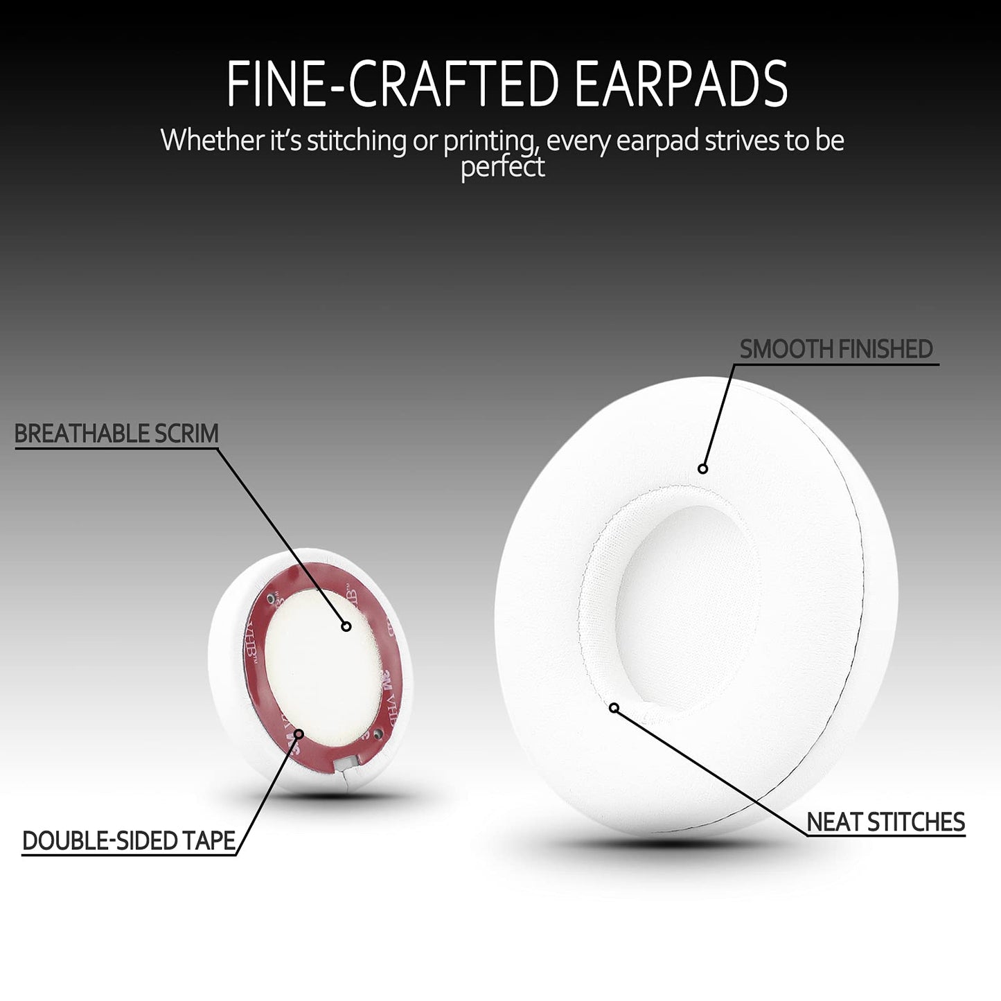 Krone Kalpasmos Earpad Replacement for Beats Solo 2 & 3 Wireless/Wired Headphone, Ear Cushion Premium Protein Leather Memory Foam with Kits, Superb