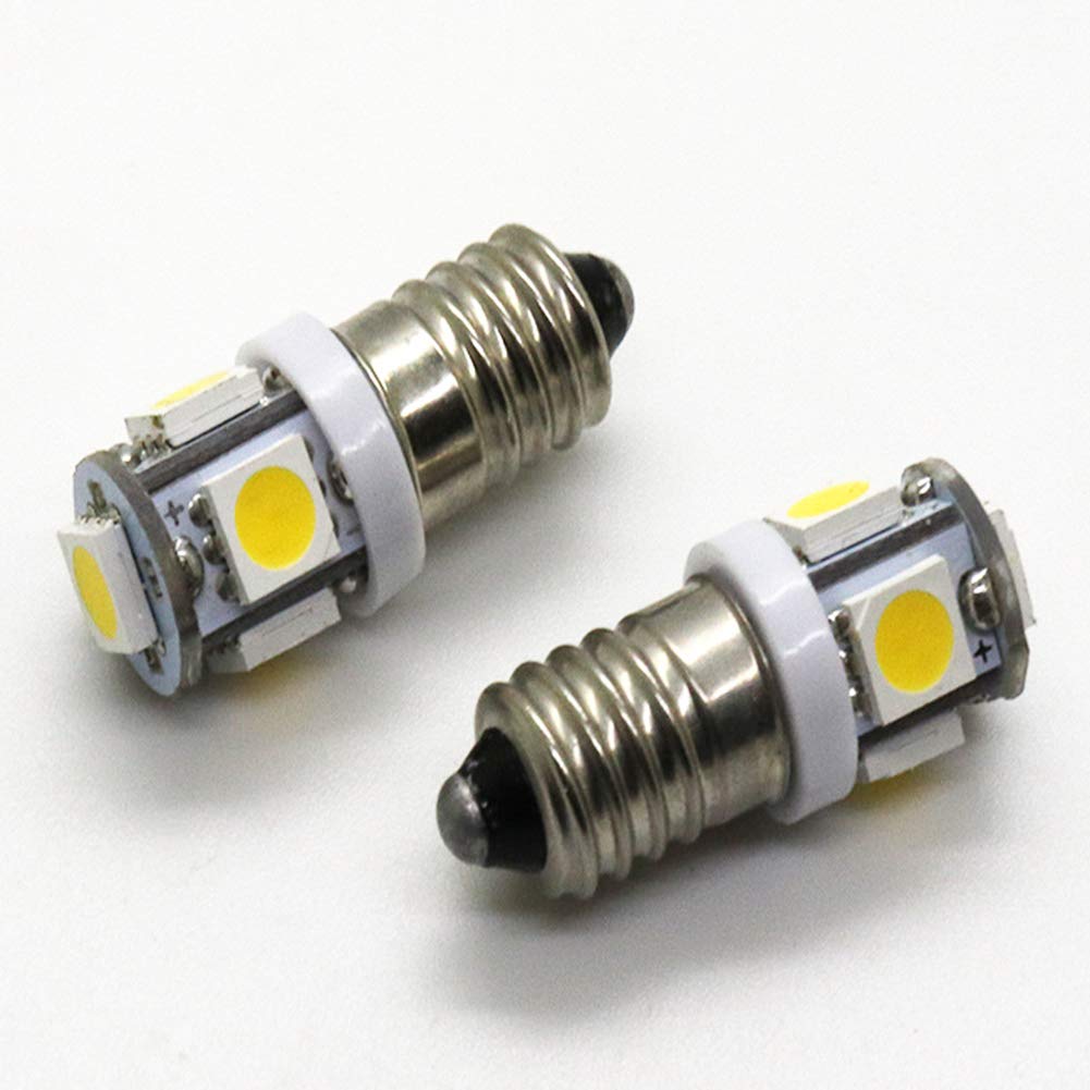 GutReise 10pcs E10 3V Warm White LED Bulbs Light Lamps 5SMD 0.5W 50LM (Warm White, 3V)